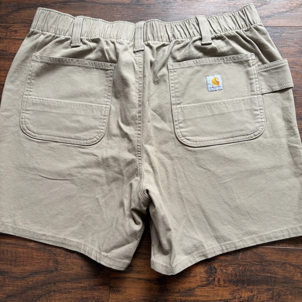 Carhartt Canvas Relaxed Fit Elastic Waist Workwear Granola Carpenter Shorts